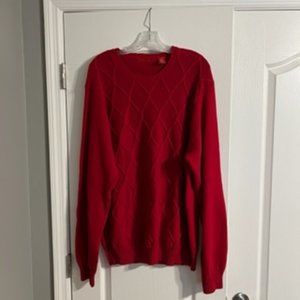 Izod Men's Crew Neck Sweater Cable Knit Red XL